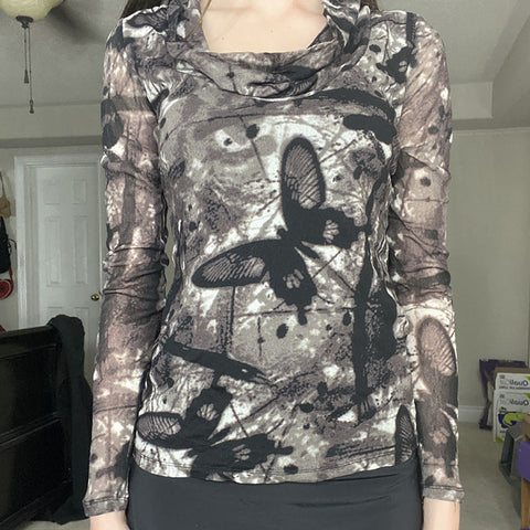 Dark Butterfly Print Shirt