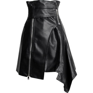 A-line Skirt With Irregular Zipper Belt