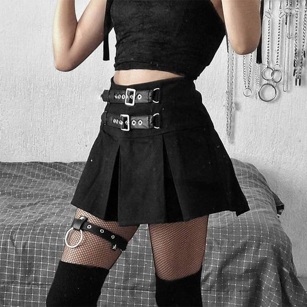 Buckle Front Mini Skirt