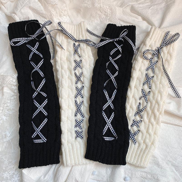 Black and White Lace Leg Warmers