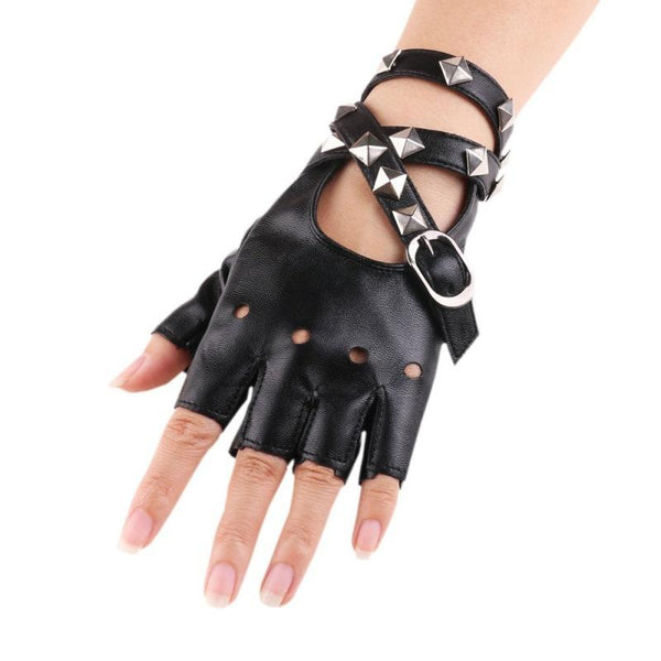 Punk Rivet Chain Gloves