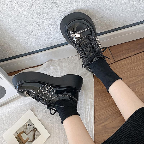 Dark Gothic Metal Platform Shoes