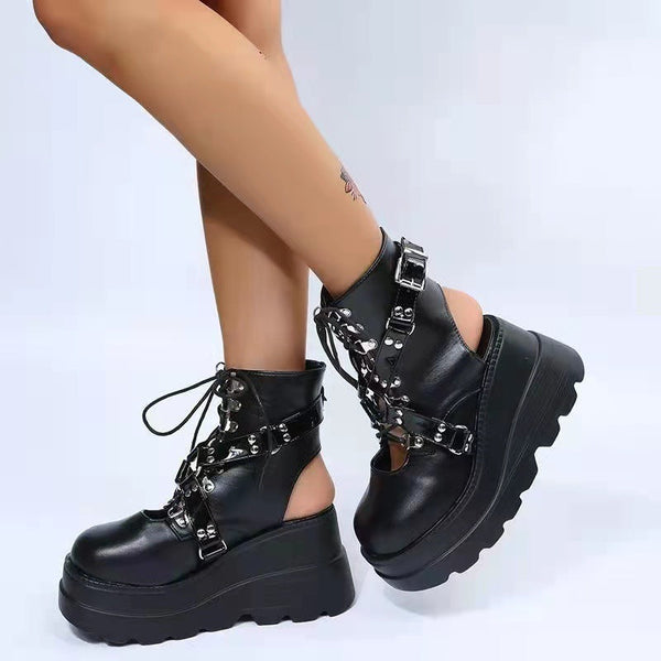 Gothic Wedge Sandals Boots