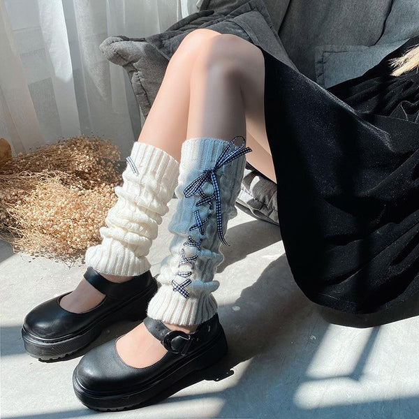 Black and White Lace Leg Warmers