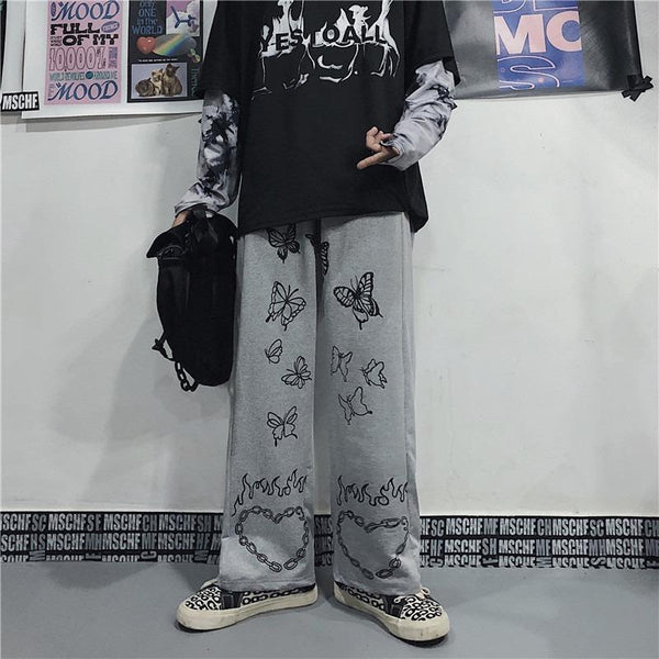 Harajuku Butterfly Wide-leg Pants