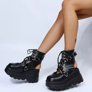 Gothic Wedge Sandals Boots