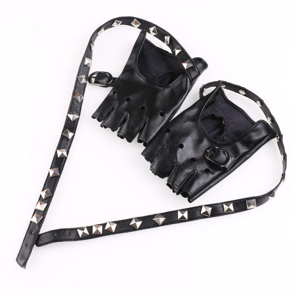 Punk Rivet Chain Gloves