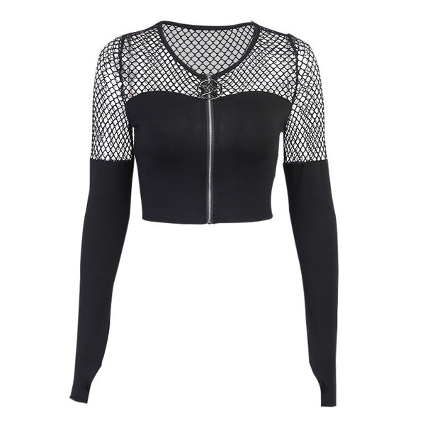 Gothic Stitching Zipper Bottoming Shirt