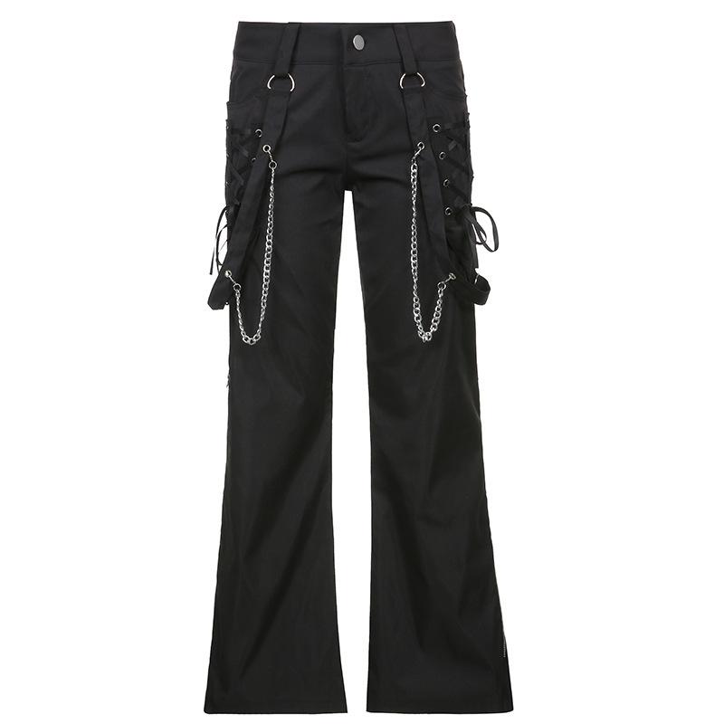 Dark Punk Metal Chain Tie Pants