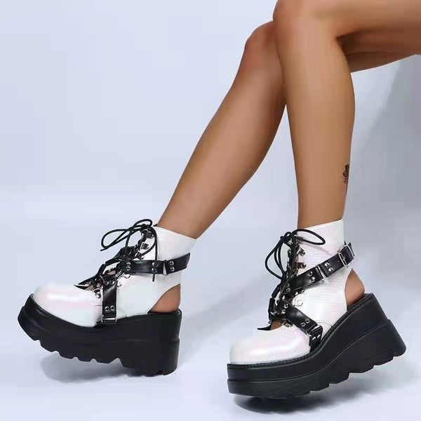 Gothic Wedge Sandals Boots