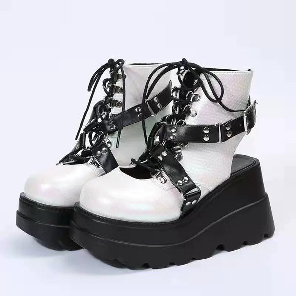 Gothic Wedge Sandals Boots