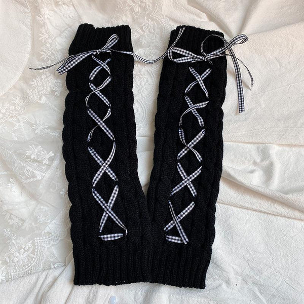 Black and White Lace Leg Warmers