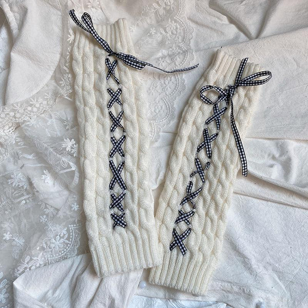 Black and White Lace Leg Warmers