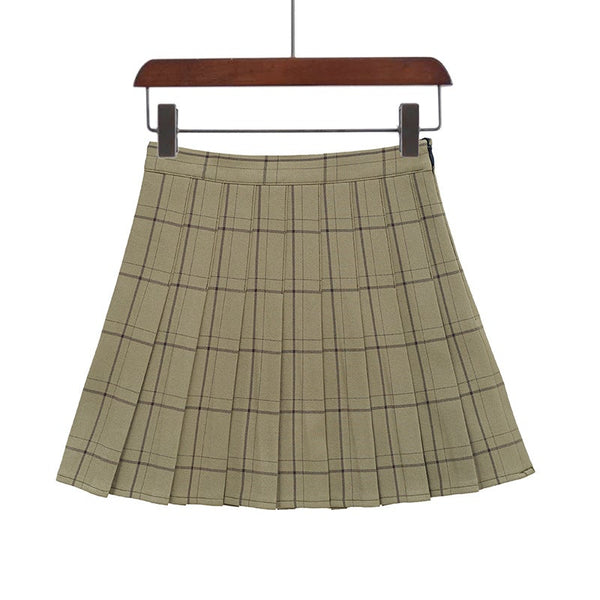 High Waist Plaid Skirt