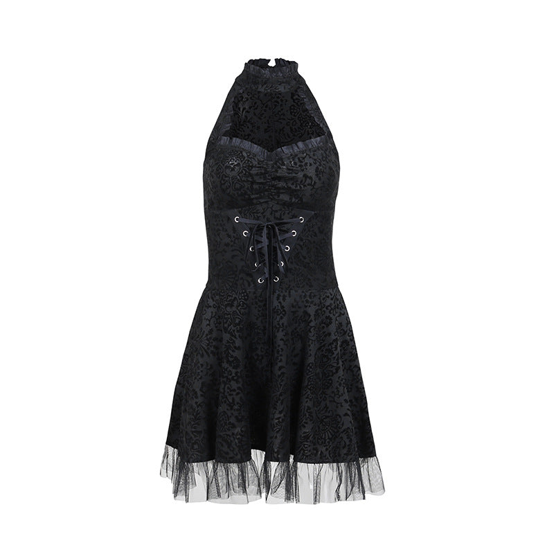 Halterneck Lace Trim Dress