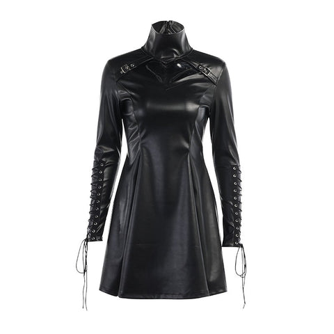 Gothic PU Long sleeve Dress