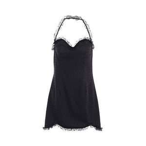 Halterneck Lace Open Back Dress