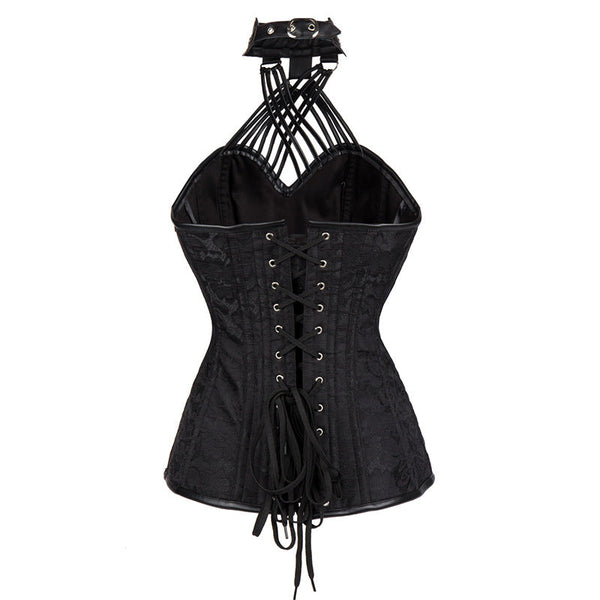 Black Steel Halter Punk Leather Corset