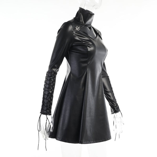 Gothic PU Long sleeve Dress