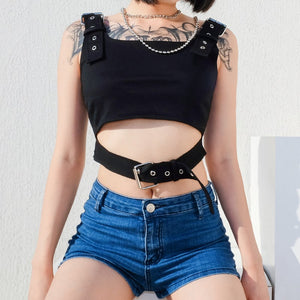 Adjustable Mini Top With Metal Buckle