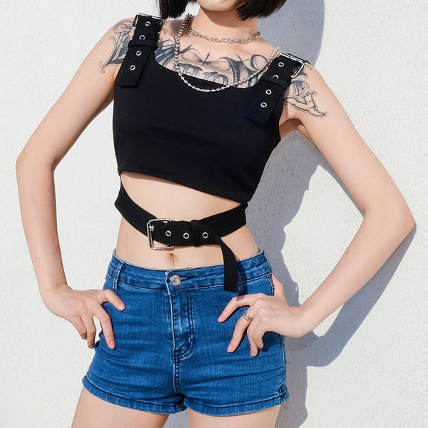 Adjustable Mini Top With Metal Buckle