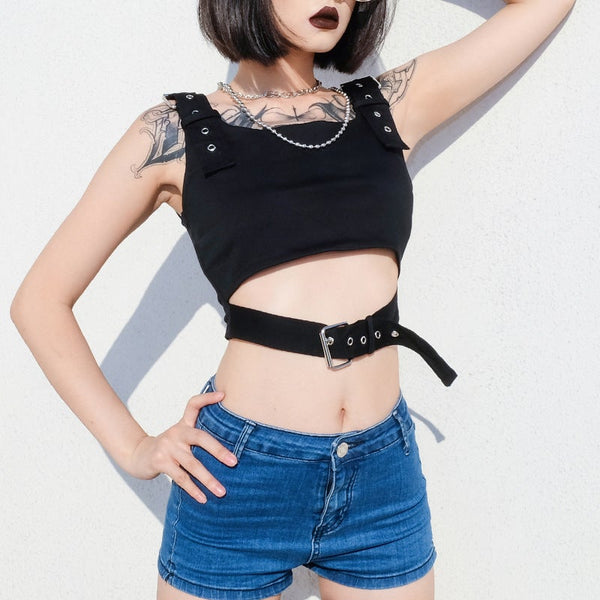 Adjustable Mini Top With Metal Buckle