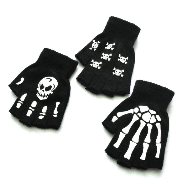 Skull Half Finger Gloves With luminous