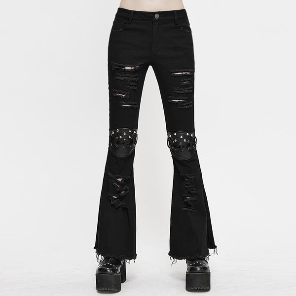 Punk Nailed Bell-Bottomed Pants