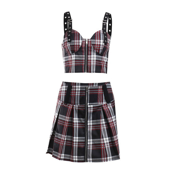 Plaid camisole short skirt suit 2022 New | COLORYME.COM