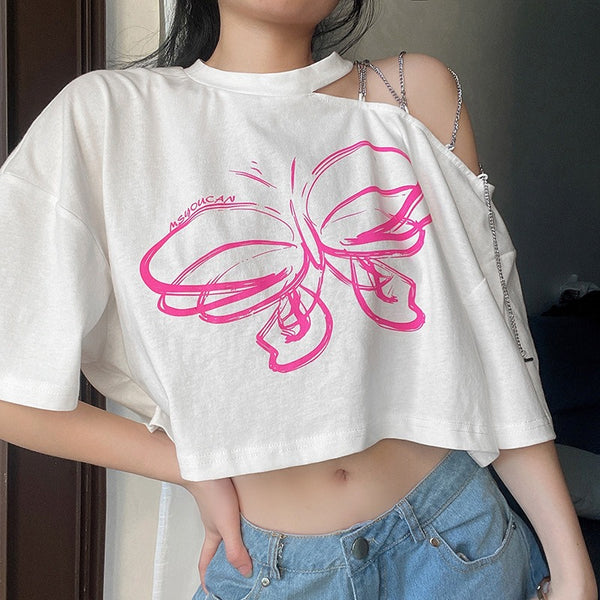 Irregular Cropped TOP SHORT T-SHIRTS | COLORYME.COM