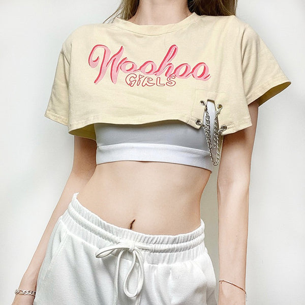 Irregular Cropped TOP SHORT T-SHIRTS | COLORYME.COM