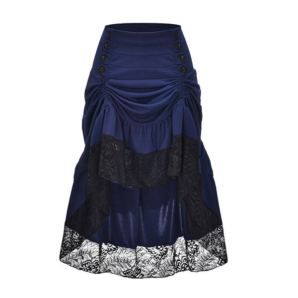 Punk Sexy Long Maxi Steampunk Midi Gothic Skirt  Tiered Tail Lace Skirt|COLORYME.COM