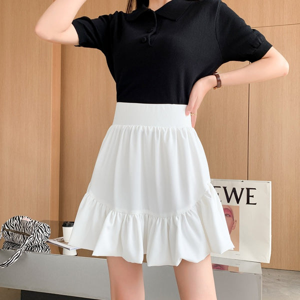 Ruffled puffer skirt bud short skirt|COLORYME.COM