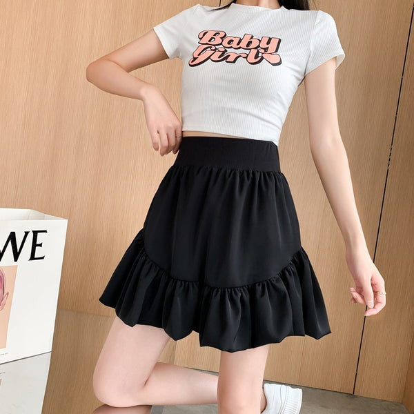 Ruffled puffer skirt bud short skirt|COLORYME.COM