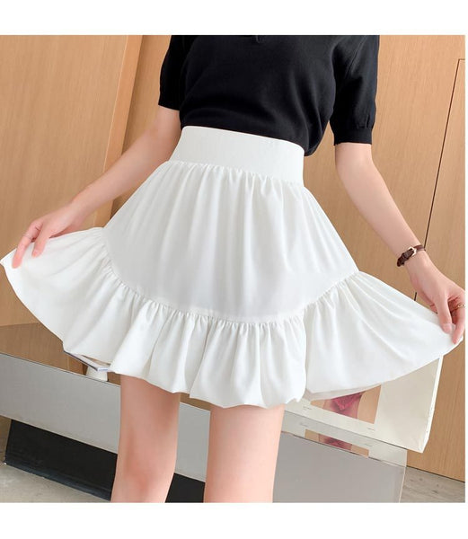 Ruffled puffer skirt bud short skirt|COLORYME.COM