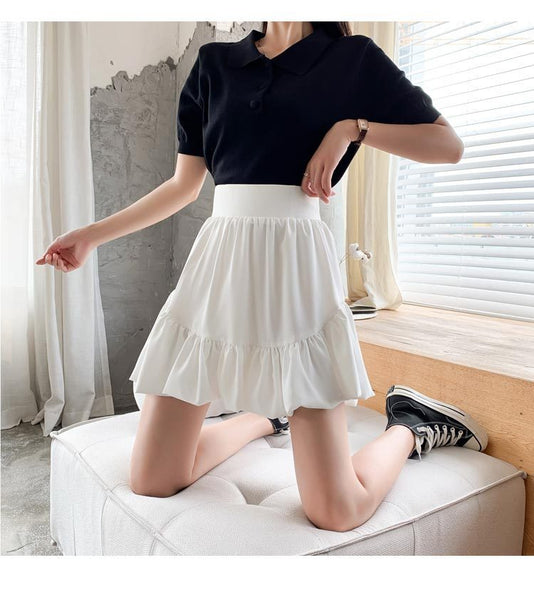 Ruffled puffer skirt bud short skirt|COLORYME.COM