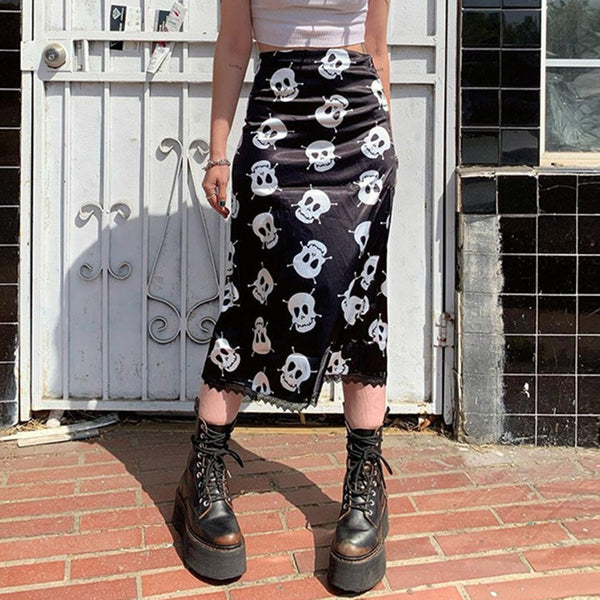Skull Punk Rocker Skirt|COLORYME.COM