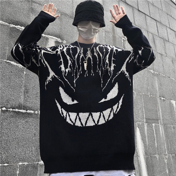 OVERSIZE Devil jacquard dark sweater