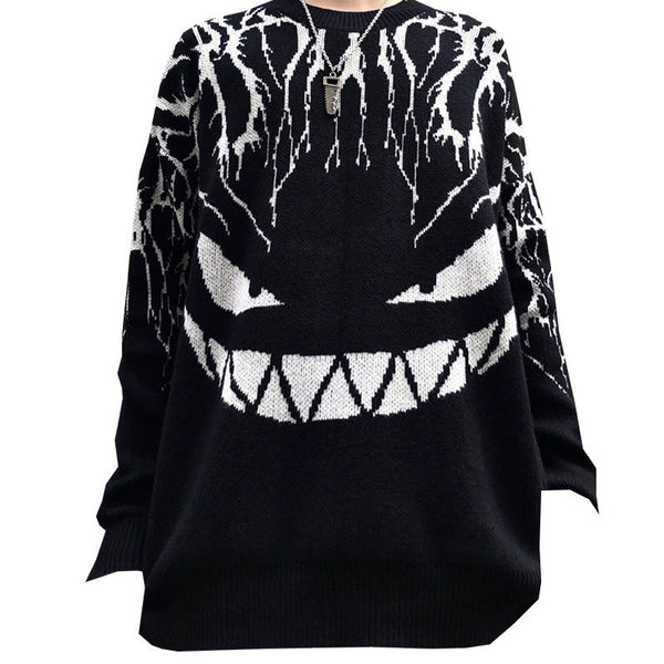 OVERSIZE Devil jacquard dark sweater