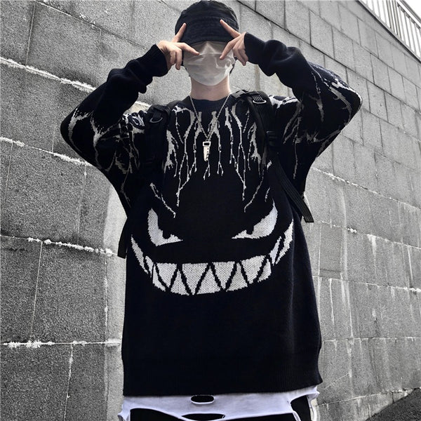 OVERSIZE Devil jacquard dark sweater