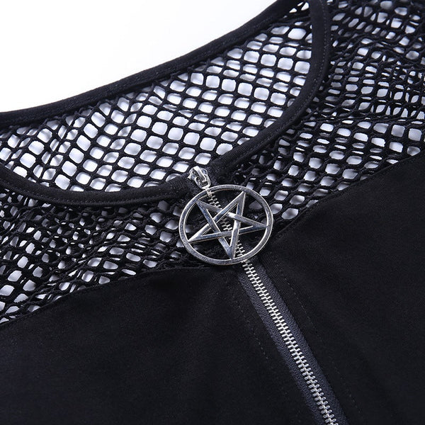 Gothic Stitching Zipper Bottoming Shirt