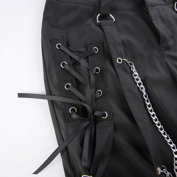 Dark Punk Metal Chain Tie Pants