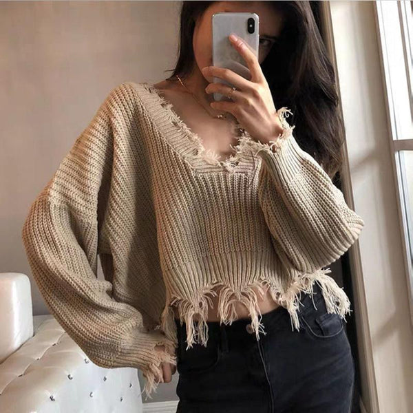 Loose Tassel Short Sweater