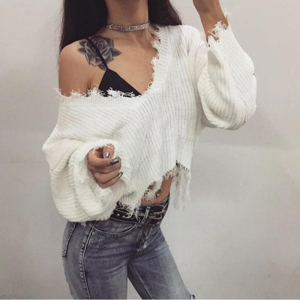 Loose Tassel Short Sweater