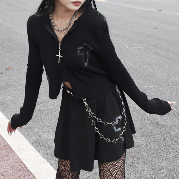 Black Cross Inkjet Punk Skirt