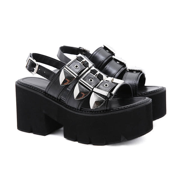 Metal Buckle Platform Sandals