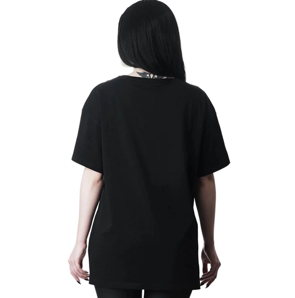 Oversize Black T-shirt Grunge Printed