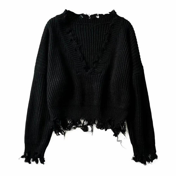 Loose Tassel Short Sweater