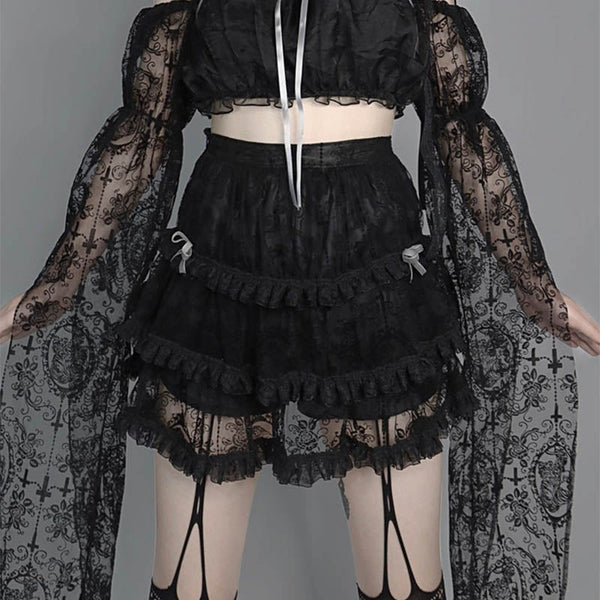 Dark Cross Mesh Skirt