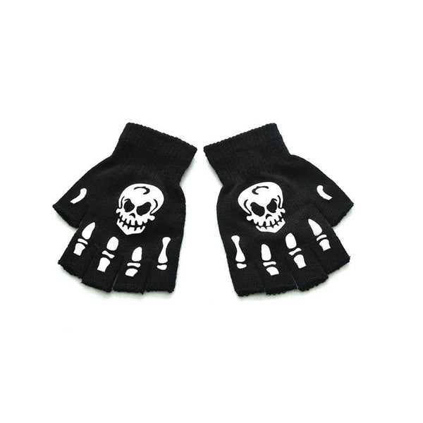 Skull Half Finger Gloves With luminous